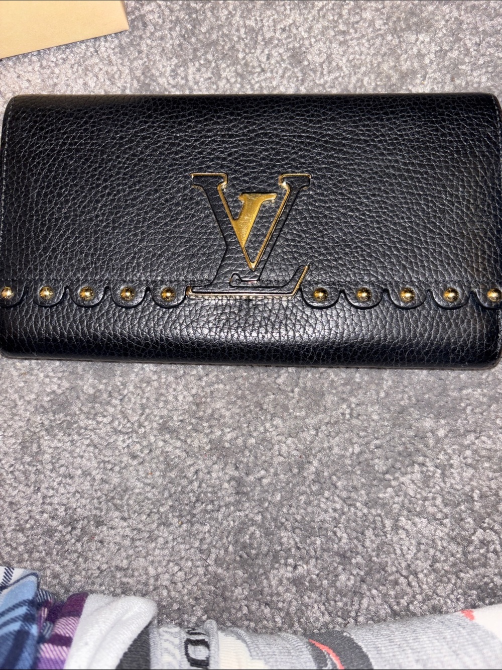 Louis Vuitton Black Leather Continental Wallet with Gold Accents - Picture 1 of 9